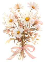 Fototapeta premium PNG Pastel coquette Daisies daisy art illustration.