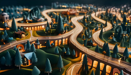 Obraz premium Trendy Cute seamless pattern, streams of light trails views from planes