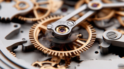 detailed shot of watch mechanism showcasing intricate gears and movement
