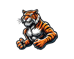 Crazy Tiger mascot logo design vector template. Tiger icon mascot vector illustration.