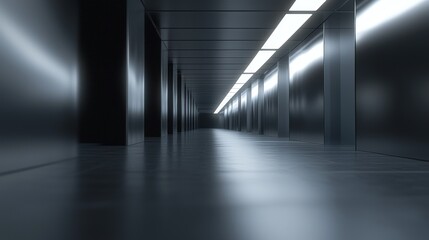 Futuristic Metal Corridor: A Journey Through Steel and Light