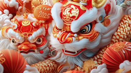 Celebrate 2025 with vibrant Chinese dragon motifs. New Year traditions, cultural richness, festive imagery, and colorful celebrations.