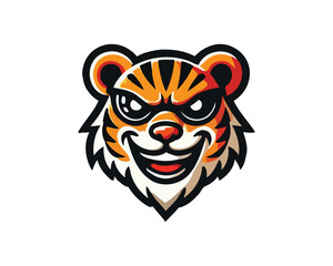 Cartoon Tiger mascot logo design vector template. 