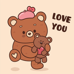 teddy bear with heart hug bear doll kawaii animal valentines card