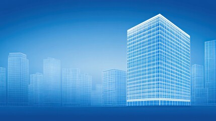 Naklejka premium Blueprint Metropolis: A Modern Architectural Visualization