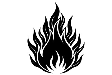 flame and fire black icon silhouette vector, Fire flame icon 