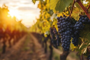 Bunch of grapes on vine