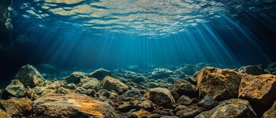 Obraz premium Rugged Landscape Terrain Underwater Dark Scene