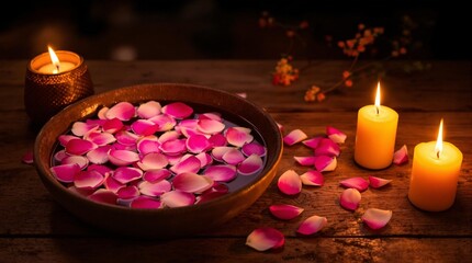 Candle Light Floating Petals Wellness Art