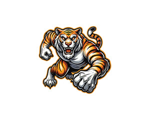 Crazy Tiger mascot logo design vector template. Tiger icon mascot vector illustration.