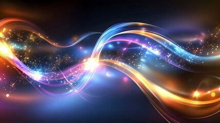 Abstract Colorful Waves with Sparkling Lights