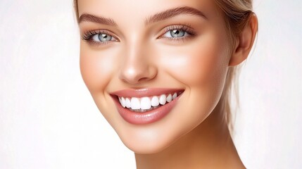 Obraz premium Happy Modern Woman Portrait with Beautiful Smile and Bright Eyes