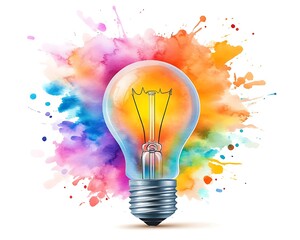 Economic Slowdown Concerns, Colorful Abstract Light Bulb Silhouette Design