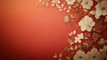 Elegant floral design on rich red background, perfect for decorative purposes. Enhance your interior aesthetics with stunning floral art.