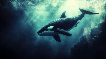 Obraz premium Deep Sea Predators in Dramatic Lighting