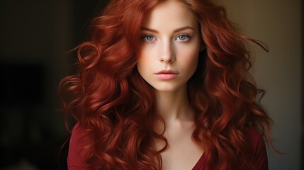 Fototapeta premium Stunning Portrait of a Woman with Vibrant Red Hair