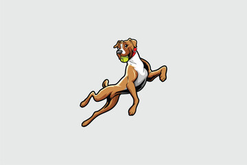 Cute dog play ball animal illustration cartoon character vector image template