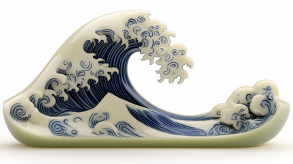 Obraz premium Elegant ceramic wave sculpture captures the essence of ocean movement, perfect for enhancing coastal decor and artistic expressions.