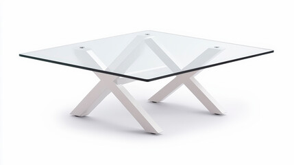 Modern glass coffee table with sleek white metal legs, ideal for stylish living room decor, enhancing contemporary interior design.