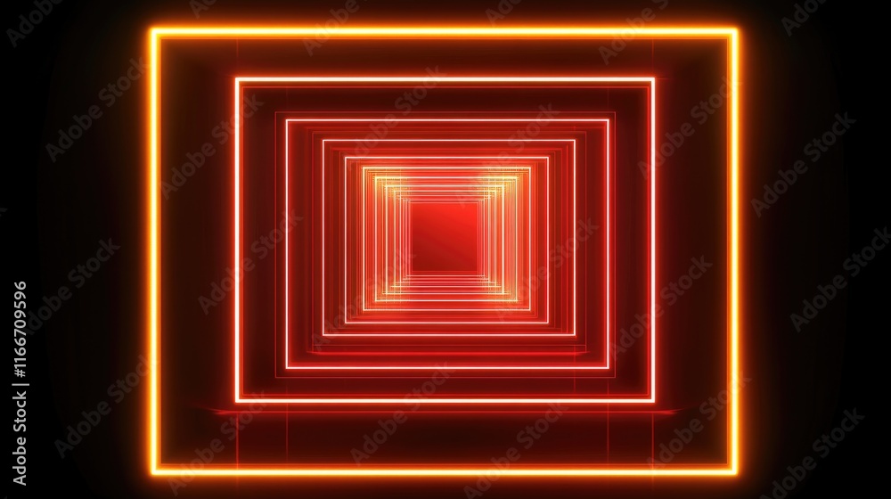Fototapete abstract glowing geometric pathways extending infinitely, symbolizing ai progress on a dark backgrou