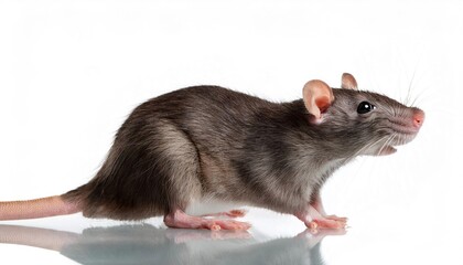 Funny rat close up isolated on white background