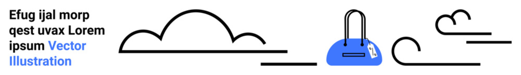 Minimalist line art featuring clouds connected to a data lock, symbolizing secure data transfer. Ideal for cybersecurity, cloud storage, data protection, tech services, internet security, IT