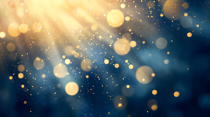 Obraz premium Bright sunlight refracting through particles creates magical atmosphere filled with golden bokeh and shimmering light. This abstract concept evokes feelings of wonder and beauty