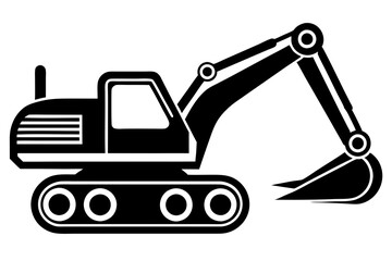 excavator silhouette vector illustration isolated on a white background