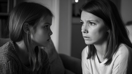 Fototapeta premium Woman and Young Girl on Couch