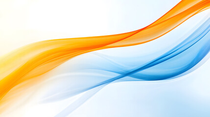 Abstract flowing lines in orange and blue create serene summer breeze effect, evoking sense of calm and tranquility in bright, airy atmosphere