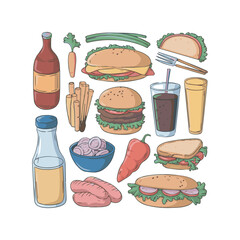 Cute Cartoon Food Icons Collection for Diverse Food-Related Projects
