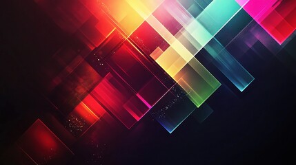 Obraz premium Abstract Digital Background with Glowing Moving Squares and Lines