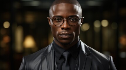 Obraz premium Portrait of a Confident Man in a Black Suit