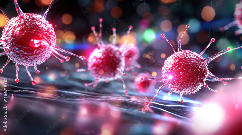Poster close up of vibrant stem cell cultures in laboratory setting, showcasing their intricate structures 
