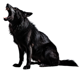 PNG A black wolf howling mammal animal pet.