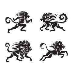 Dynamic Silhouette of a Running Mandrill Isolated on White Background in Monochrome