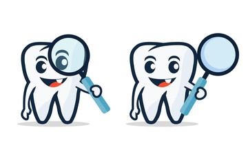 Tooth Holding a Magnifying Glass – Concept for Dental Examination and Detailed Care