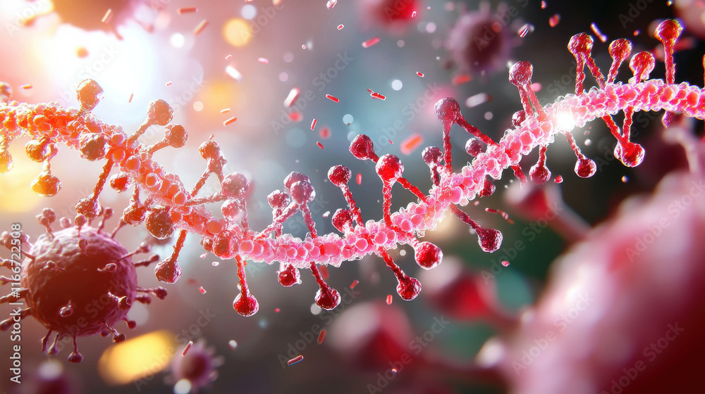 Leinwandbilder digital illustration of gene editing, showcasing dna strands and molecular structures. vibrant color