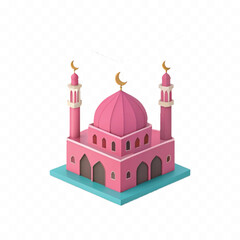 abstract 3d Islamic mosques design isolated on white background