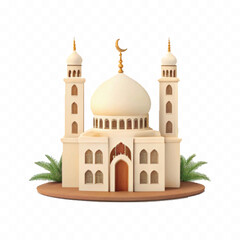 abstract 3d Islamic mosques design isolated on white background