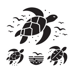 Obraz premium Sea turtle vector silhouette illustration SH