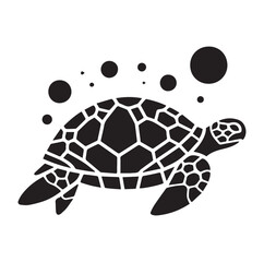 Naklejka premium Sea turtle vector silhouette illustration SH