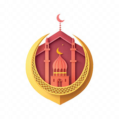 abstract 3d Islamic mosques design isolated on white background