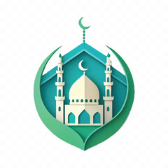 abstract 3d Islamic mosques design isolated on white background