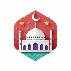 abstract 3d Islamic mosques design isolated on white background