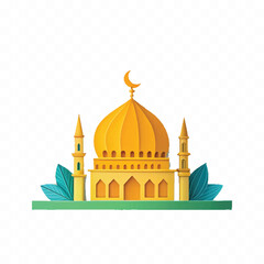 abstract 3d Islamic mosques design isolated on white background