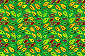 Fototapeta premium Seamless patten of leaf. Colorful leaves pattern background. Decorative leaf pattern background. Minimalist leaf pattern background.