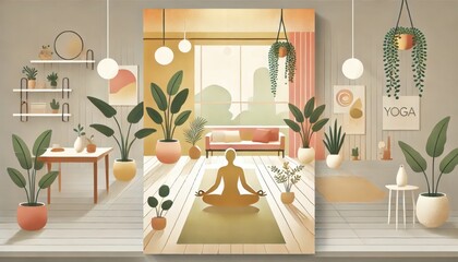 A peaceful and serene poster featuring mindfulness practice and mental health, generated with AI