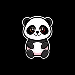 Cute Panda Sticker Vector Illustration

