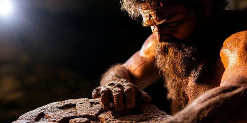 caveman inventing wheel